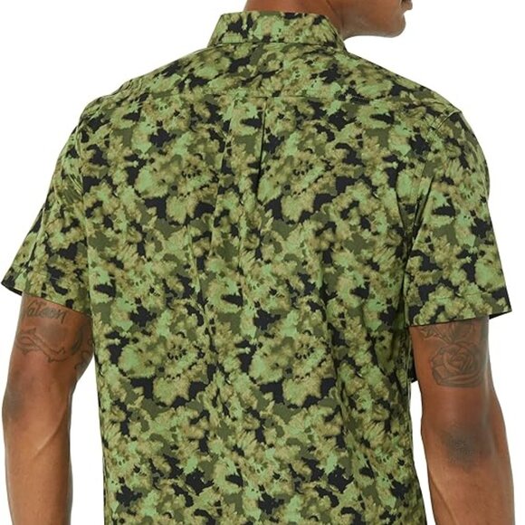 🎄NWT Goodthread Slim-Fit SS Stretch Poplin Shirt Button Down Blurred Camo M - Picture 4 of 5